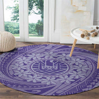 Tahitian Tiare Flower Round Carpet Violet Polynesian Pattern LT9 - Polynesian Pride