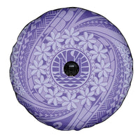 Tahitian Tiare Flower Spare Tire Cover Violet Polynesian Pattern