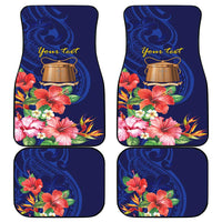 Personalised Tokelau Tropical Hibiscus Car Mats With Polynesian Plumeria Tattoo
