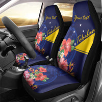 Personalised Tokelau Tropical Hibiscus Car Seat Cover With Polynesian Plumeria Tattoo LT9 - Polynesian Pride