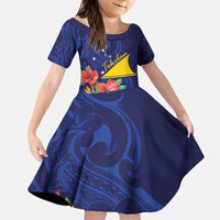 Personalised Tokelau Tropical Hibiscus Family Matching Tank Maxi Dress and Hawaiian Shirt With Polynesian Plumeria Tattoo