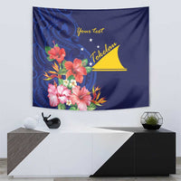 Personalised Tokelau Tropical Hibiscus Tapestry With Polynesian Plumeria Tattoo