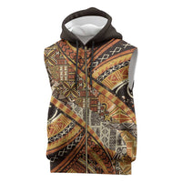 Hawaiian Style Tapa Sleeveless Zip Hoodie Vintage Seamless Pattern - Polynesian Pride