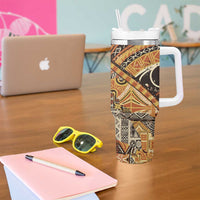 Hawaiian Style Tapa Tumbler With Handle Vintage Seamless Pattern - Polynesian Pride