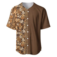Hawaiian Tribal Elements Hibiscus Baseball Jersey Gold Pattern - Polynesian Pride