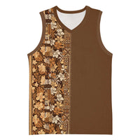 Hawaiian Tribal Elements Hibiscus Basketball Jersey Gold Pattern - Polynesian Pride
