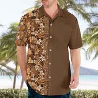 Hawaiian Tribal Elements Hibiscus Hawaiian Shirt Gold Pattern - Polynesian Pride