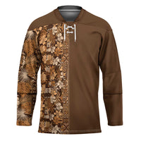 Hawaiian Tribal Elements Hibiscus Hockey Jersey Gold Pattern - Polynesian Pride