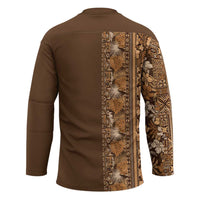 Hawaiian Tribal Elements Hibiscus Hockey Jersey Gold Pattern - Polynesian Pride