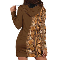 Hawaiian Tribal Elements Hibiscus Hoodie Dress Gold Pattern - Polynesian Pride