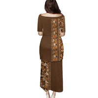 Hawaiian Tribal Elements Hibiscus Puletasi Gold Pattern - Polynesian Pride