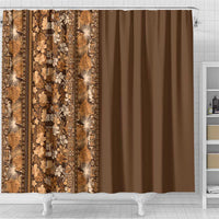 Hawaiian Tribal Elements Hibiscus Shower Curtain Gold Pattern - Polynesian Pride