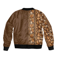Hawaiian Tribal Elements Hibiscus Sleeve Zip Bomber Jacket Gold Pattern - Polynesian Pride