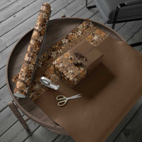 Hawaiian Tribal Elements Hibiscus Wrapping Paper Gold Pattern - Polynesian Pride