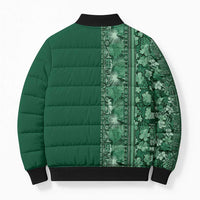 Hawaiian Tribal Elements Hibiscus Bomber Puffer Jacket Green Pattern - Polynesian Pride