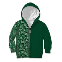 Hawaiian Tribal Elements Hibiscus Kid Hoodie Green Pattern - Polynesian Pride