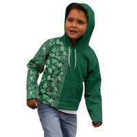 Hawaiian Tribal Elements Hibiscus Kid Hoodie Green Pattern - Polynesian Pride