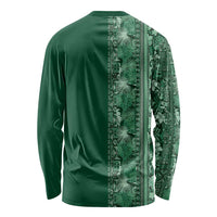 Hawaiian Tribal Elements Hibiscus Long Sleeve Shirt Green Pattern - Polynesian Pride