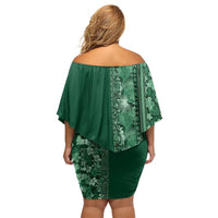 Hawaiian Tribal Elements Hibiscus Off Shoulder Short Dress Green Pattern LT9 - Polynesian Pride