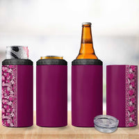 Hawaiian Tribal Elements Hibiscus 4 in 1 Can Cooler Tumbler Pink Pattern - Polynesian Pride