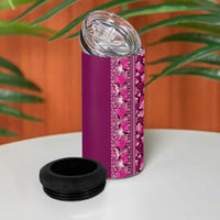 Hawaiian Tribal Elements Hibiscus 4 in 1 Can Cooler Tumbler Pink Pattern - Polynesian Pride