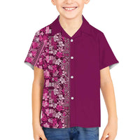 Hawaiian Tribal Elements Hibiscus Family Matching Puletasi and Hawaiian Shirt Pink Pattern - Polynesian Pride
