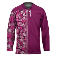 Hawaiian Tribal Elements Hibiscus Hockey Jersey Pink Pattern LT9 Unisex Pink - Polynesian Pride