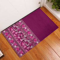 Hawaiian Tribal Elements Hibiscus Rubber Doormat Pink Pattern - Polynesian Pride