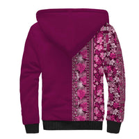 Hawaiian Tribal Elements Hibiscus Sherpa Hoodie Pink Pattern - Polynesian Pride