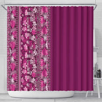Hawaiian Tribal Elements Hibiscus Shower Curtain Pink Pattern - Polynesian Pride