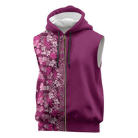 Hawaiian Tribal Elements Hibiscus Sleeveless Zip Hoodie Pink Pattern LT9 Pink - Polynesian Pride