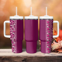 Hawaiian Tribal Elements Hibiscus Tumbler With Handle Pink Pattern - Polynesian Pride