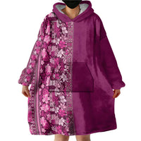 Hawaiian Tribal Elements Hibiscus Wearable Blanket Hoodie Pink Pattern LT9 - Polynesian Pride