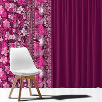 Hawaiian Tribal Elements Hibiscus Window Curtain Pink Pattern - Polynesian Pride
