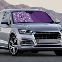 Hawaiian Tribal Elements Hibiscus Auto Sun Shade Purple Pattern - Polynesian Pride