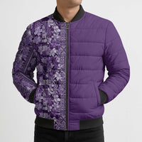 Hawaiian Tribal Elements Hibiscus Bomber Puffer Jacket Purple Pattern - Polynesian Pride
