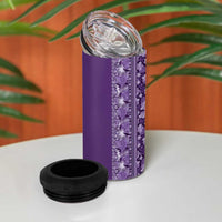 Hawaiian Tribal Elements Hibiscus 4 in 1 Can Cooler Tumbler Purple Pattern - Polynesian Pride