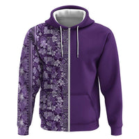 Hawaiian Tribal Elements Hibiscus Hoodie Purple Pattern - Polynesian Pride