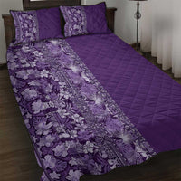 Hawaiian Tribal Elements Hibiscus Quilt Bed Set Purple Pattern - Polynesian Pride
