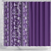 Hawaiian Tribal Elements Hibiscus Shower Curtain Purple Pattern - Polynesian Pride