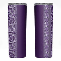 Hawaiian Tribal Elements Hibiscus Skinny Tumbler Purple Pattern - Polynesian Pride