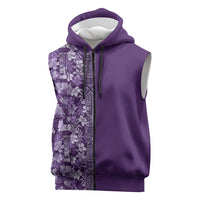 Hawaiian Tribal Elements Hibiscus Sleeveless Zip Hoodie Purple Pattern LT9 Purple - Polynesian Pride