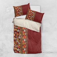 Hawaiian Tribal Elements Hibiscus Bedding Set Red Pattern - Polynesian Pride
