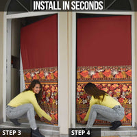 Hawaiian Tribal Elements Hibiscus Door Cover Red Pattern - Polynesian Pride