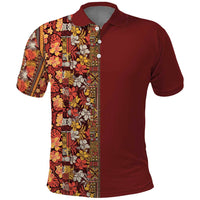 Hawaiian Tribal Elements Hibiscus Polo Shirt Red Pattern - Polynesian Pride