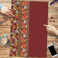 Hawaiian Tribal Elements Hibiscus Puzzle Red Pattern - Polynesian Pride