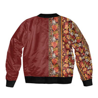 Hawaiian Tribal Elements Hibiscus Sleeve Zip Bomber Jacket Red Pattern - Polynesian Pride