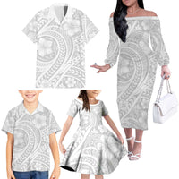 Lotu Tamaiti Samoan Polynesian Tribal Family Matching Off The Shoulder Long Sleeve Dress and Hawaiian Shirt - Polynesian Pride