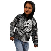 Polynesia Kid Hoodie Whale Tale and Polynesian Sunset Plumeria Black LT9 - Polynesian Pride