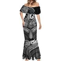 Polynesia Mermaid Dress Whale Tale and Polynesian Sunset Plumeria Black LT9 - Polynesian Pride
